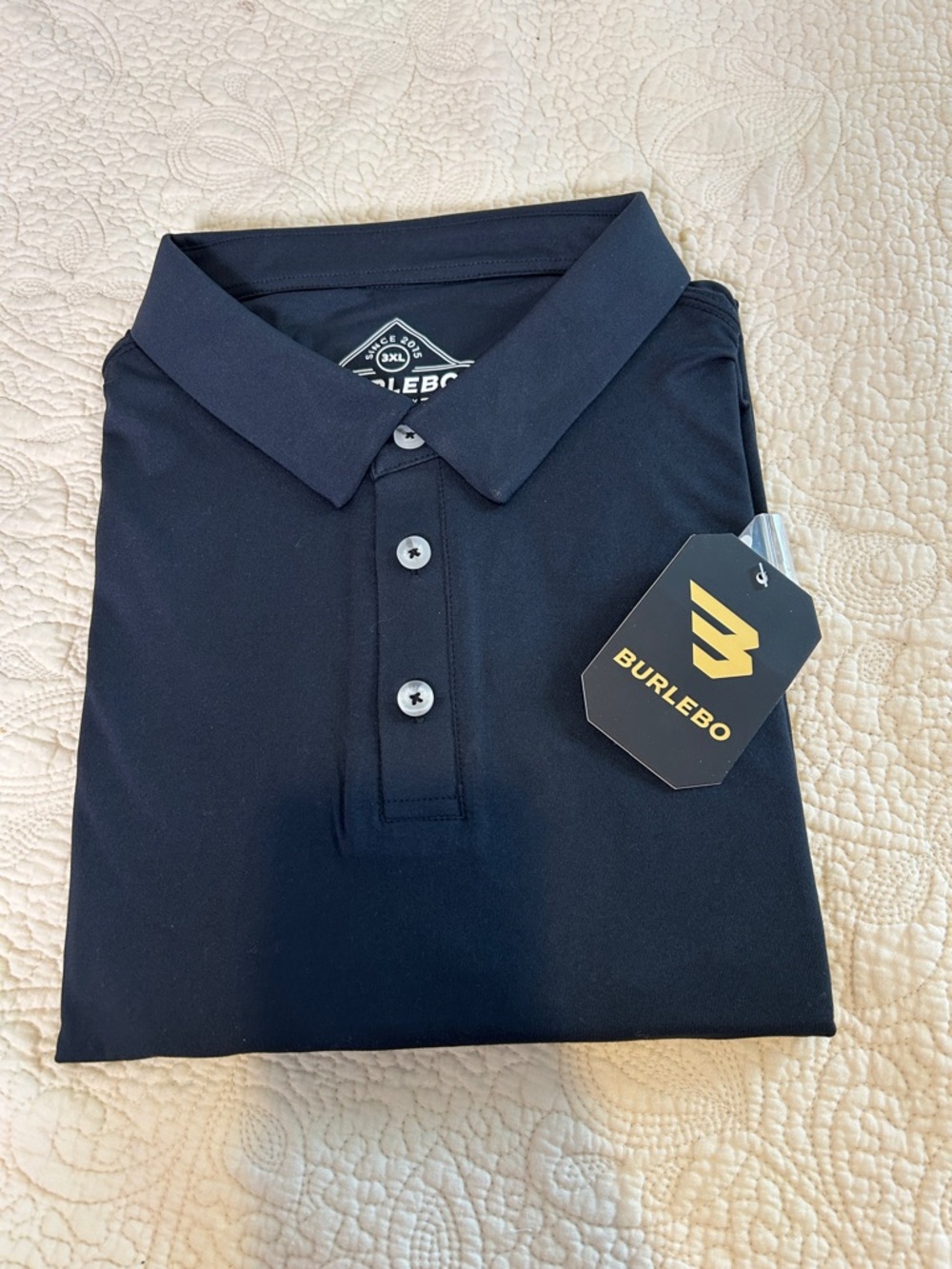 BURLEBO Men’s Black Polo Shirt with Branded Tag